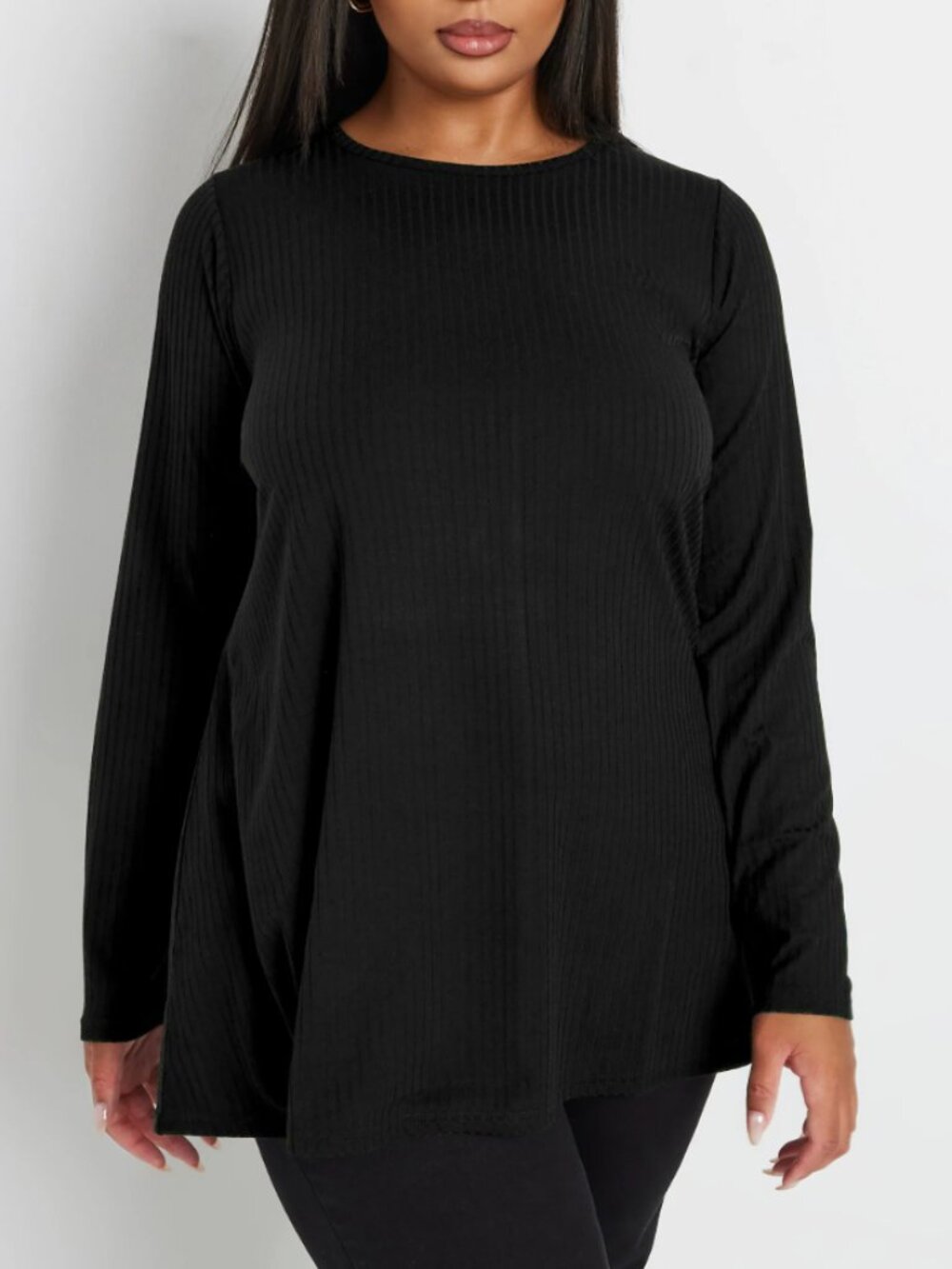 Boohoo Black Knit Stretch Tunic Swing Dress